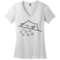Cat Throwing Rainbow Dice Tabletop Rpg Women's V-Neck T-Shirt
