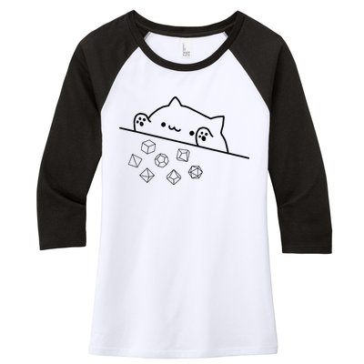 Cat Throwing Rainbow Dice Tabletop Rpg Women's Tri-Blend 3/4-Sleeve Raglan Shirt