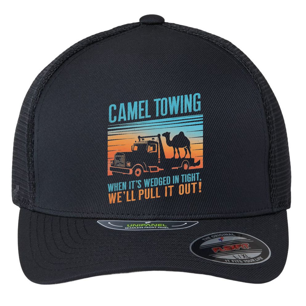 Camel Towing Retro Adult Humor Saying Flexfit Unipanel Trucker Cap