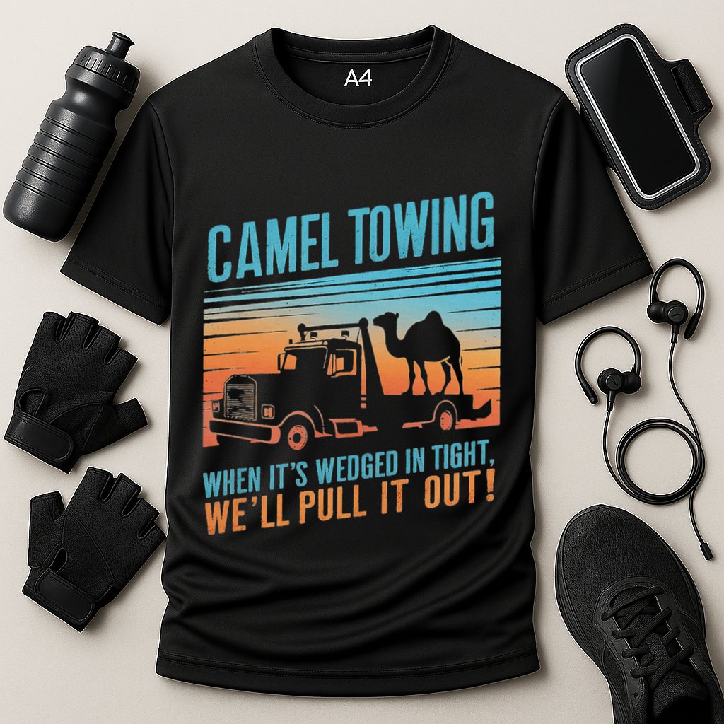 Camel Towing Retro Adult Humor Saying Performance Shirt