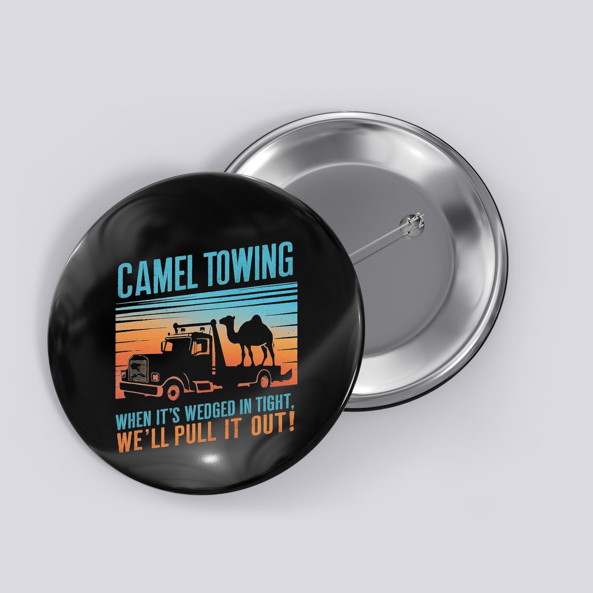Camel Towing Retro Adult Humor Saying Button