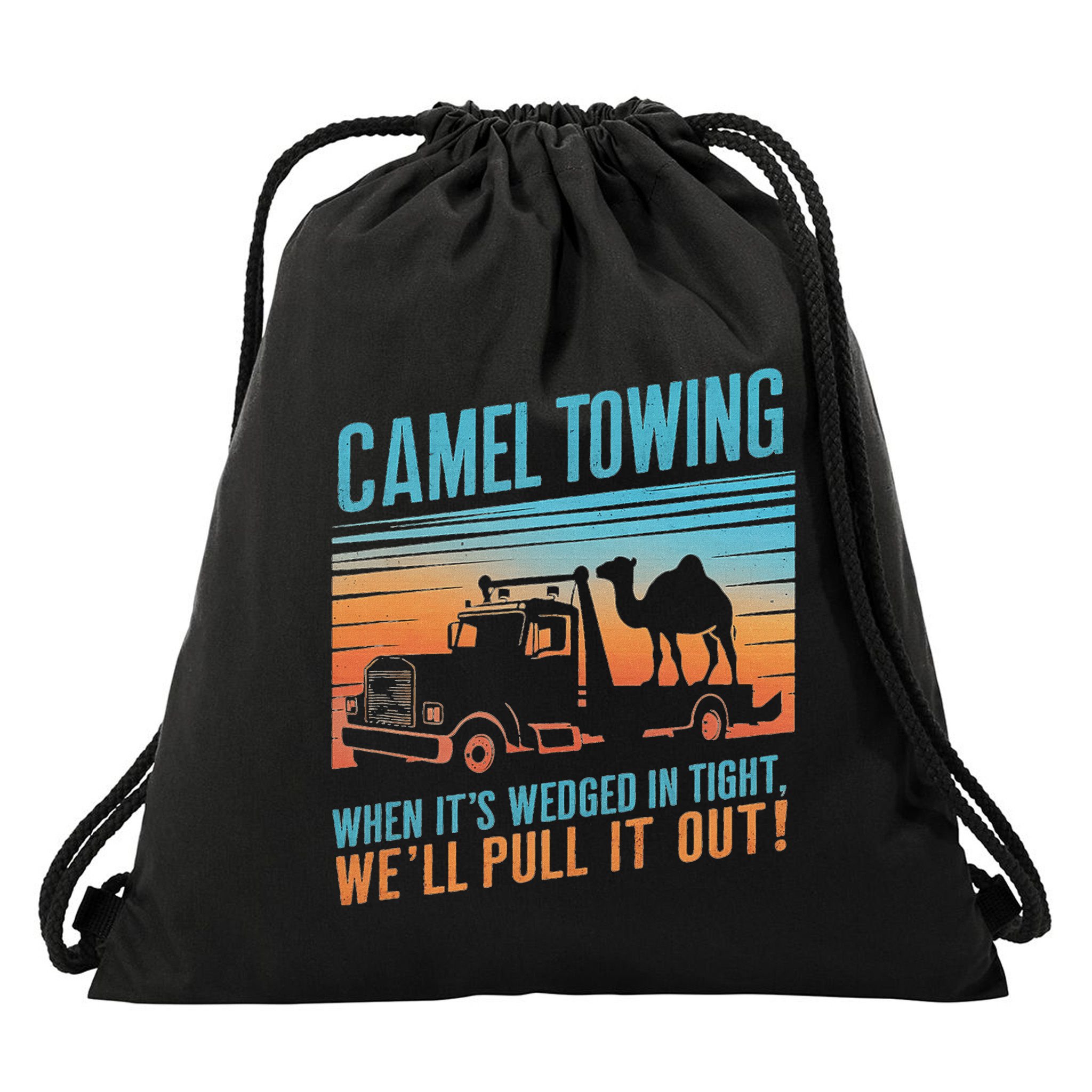 Camel Towing Retro Adult Humor Saying Drawstring Bag