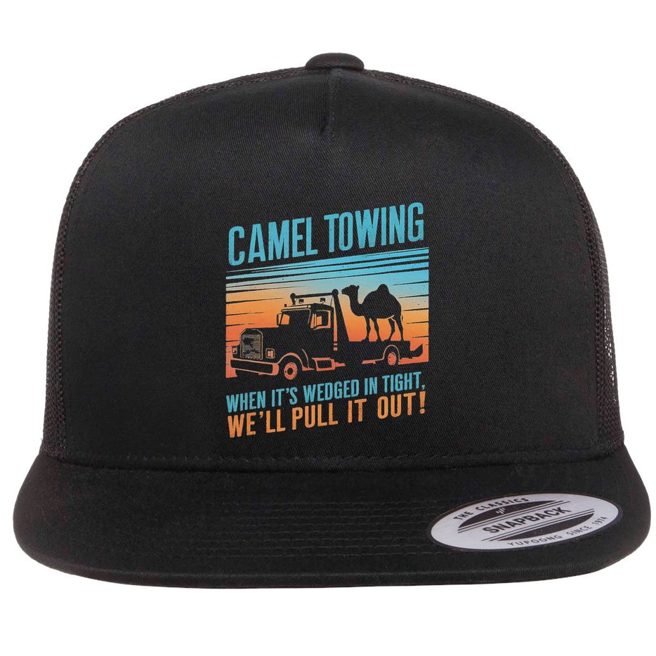 Camel Towing Retro Adult Humor Saying Flat Bill Trucker Hat