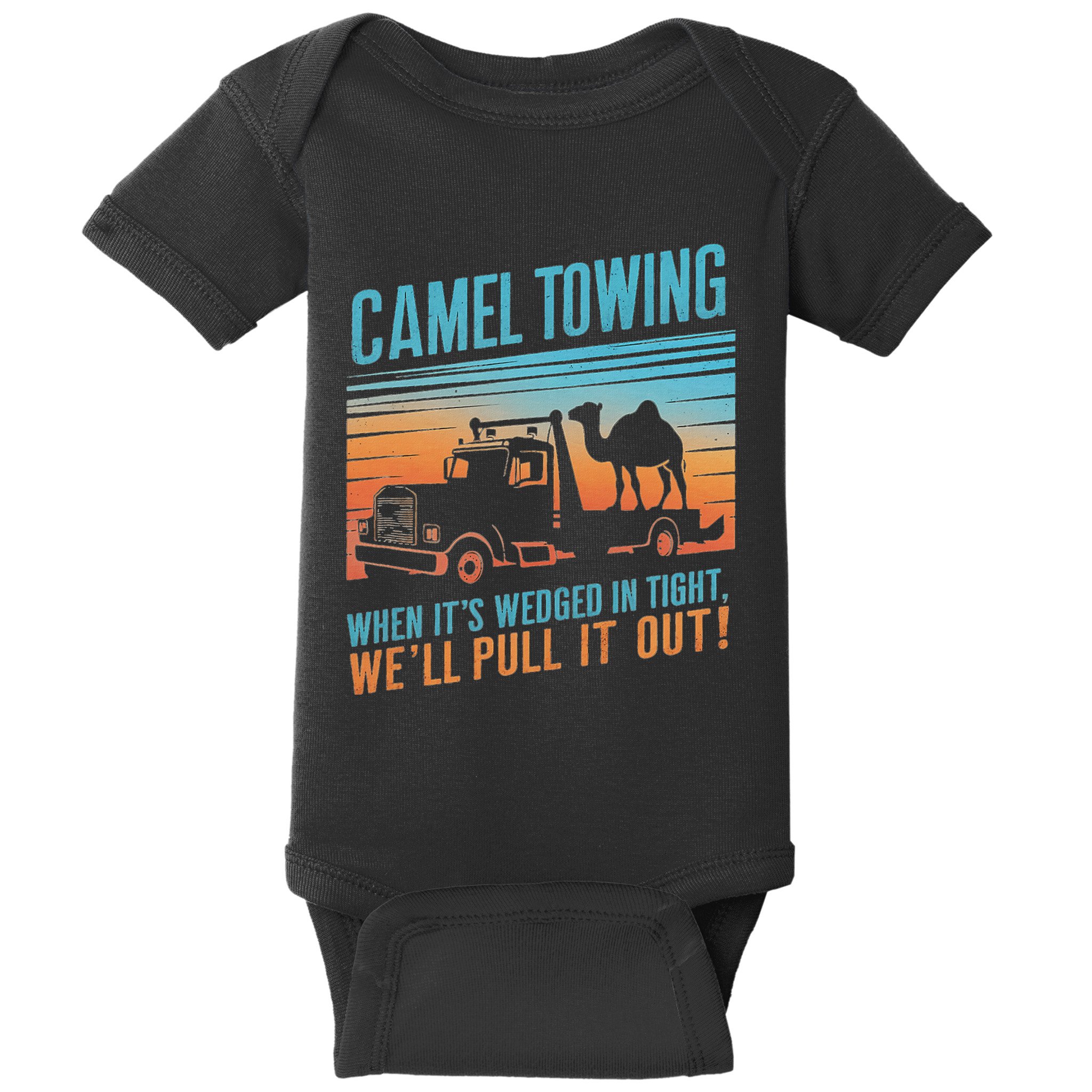 Camel Towing Retro Adult Humor Saying Baby Bodysuit