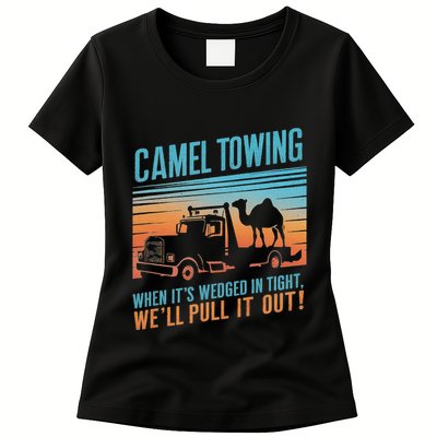 Camel Towing Retro Adult Humor Saying Womens T-Shirt