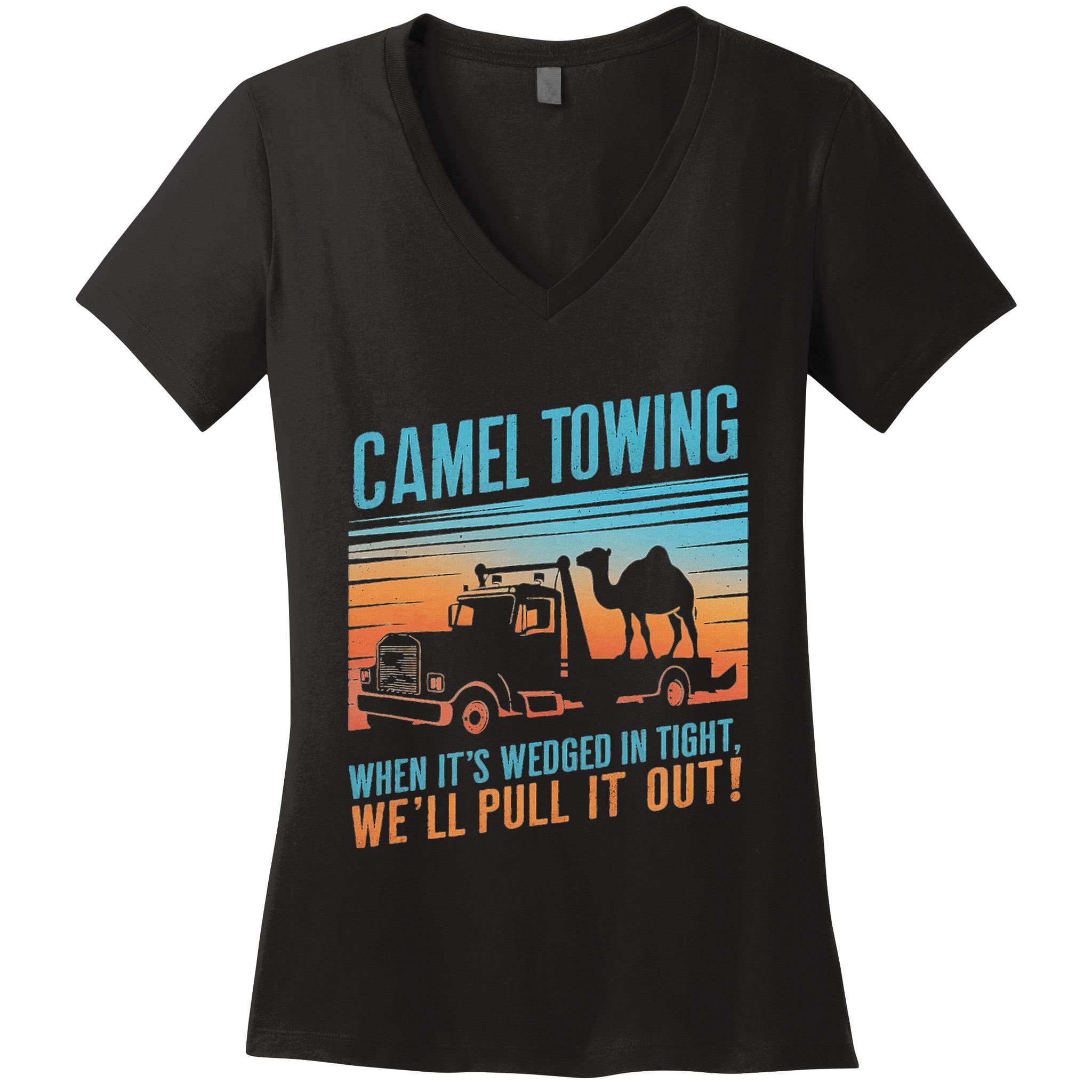 Camel Towing Retro Adult Humor Saying Women's V-Neck T-Shirt