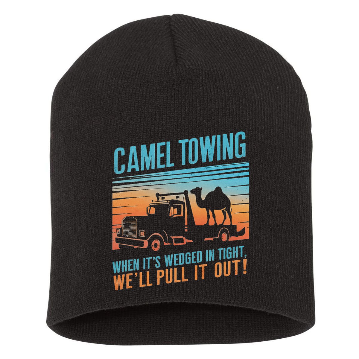 Camel Towing Retro Adult Humor Saying Short Acrylic Beanie