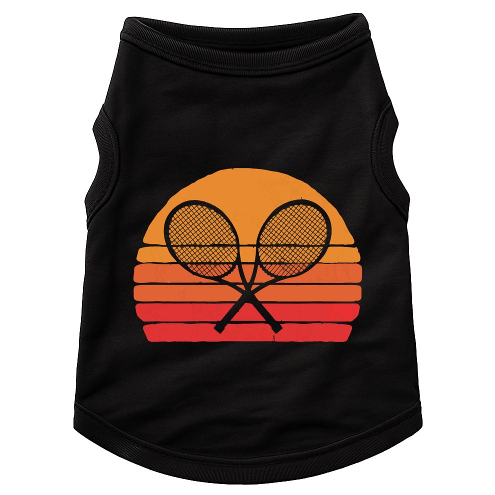 Crossed Tennis Racquets Retro 80s Sun Vintage Graphic Doggie Tank