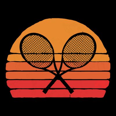 Crossed Tennis Racquets Retro 80s Sun Vintage Graphic T-Shirt