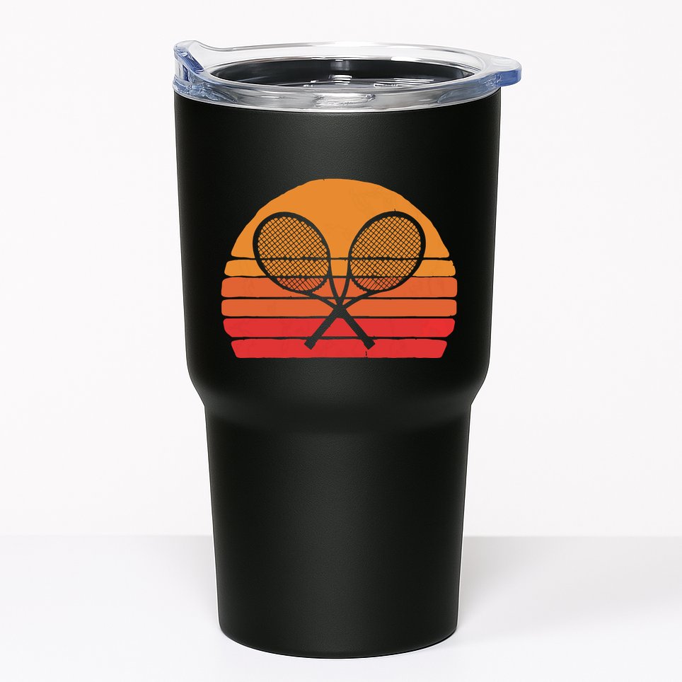 Crossed Tennis Racquets Retro 80s Sun Vintage Graphic Tumbler