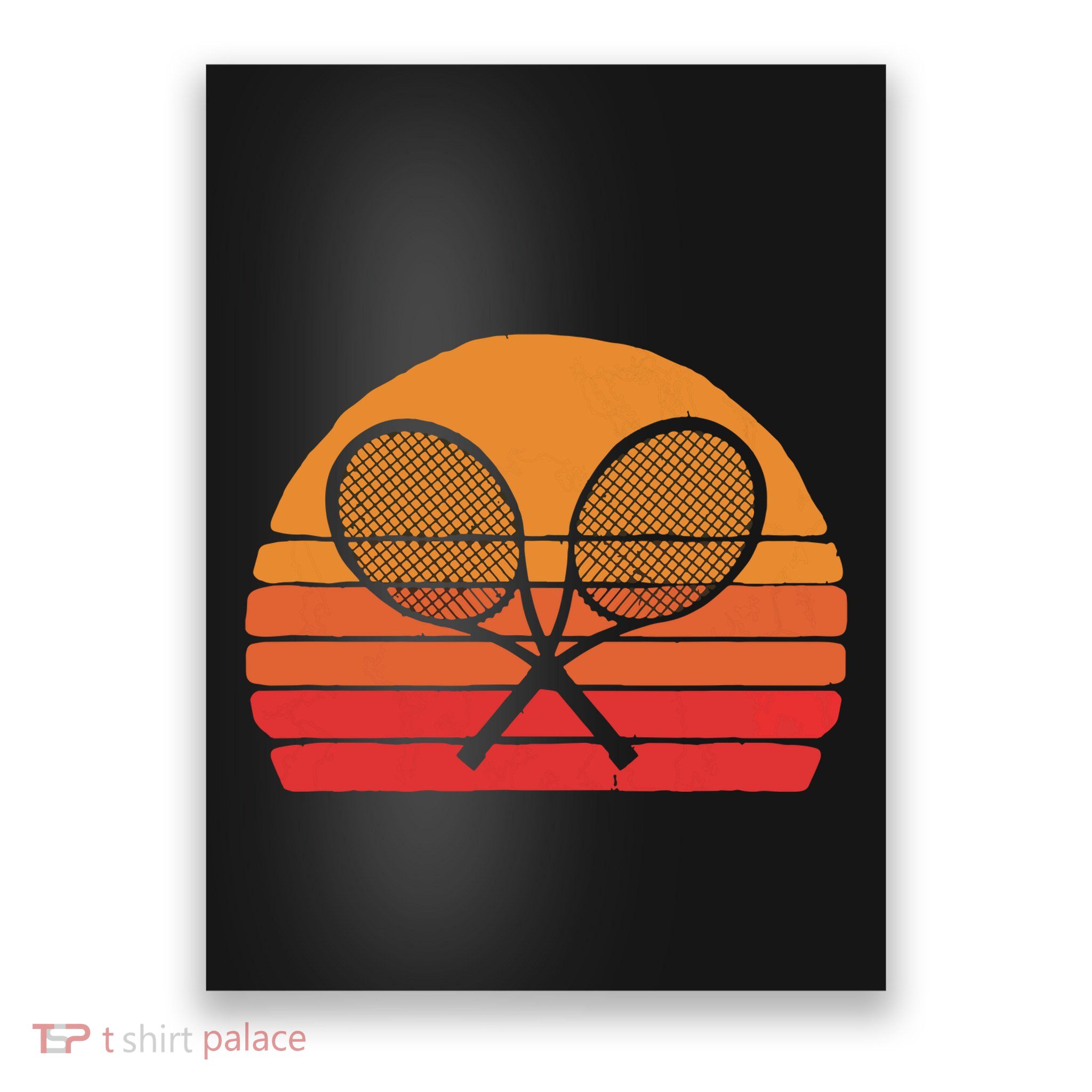 Crossed Tennis Racquets Retro 80s Sun Vintage Graphic Poster
