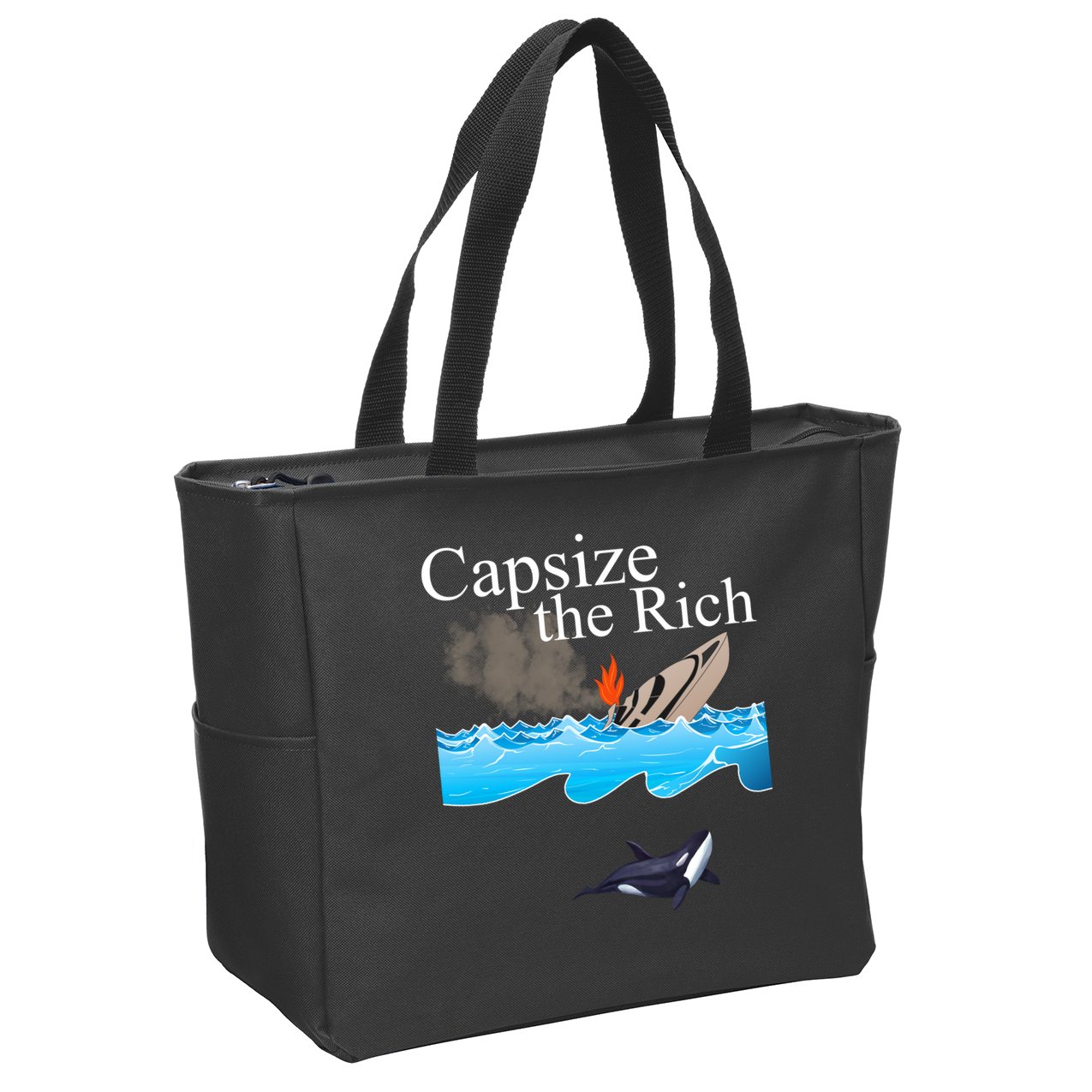 Capsize The Rich Orca Awareness Zip Tote Bag