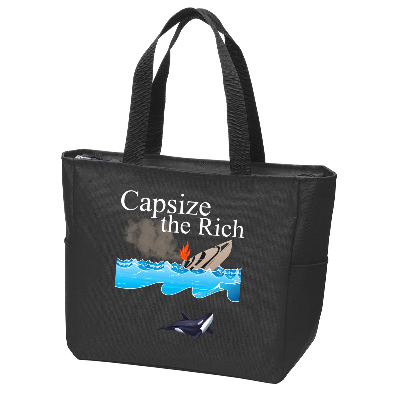 Capsize The Rich Orca Awareness Zip Tote Bag
