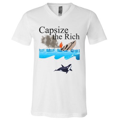 Capsize The Rich Orca Awareness V-Neck T-Shirt