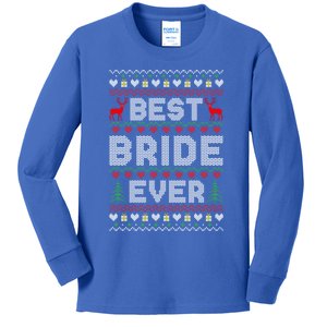 Christmas Tree Reindeer Ugly Xmas Holiday Best Bride Ever Gift Kids Long Sleeve Shirt