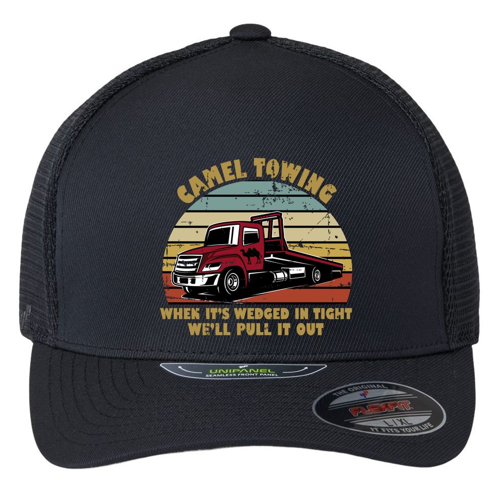 Camel Towing Retro Funny Adult Humor Cringey Dirty Joke Meaningful Gift Flexfit Unipanel Trucker Cap