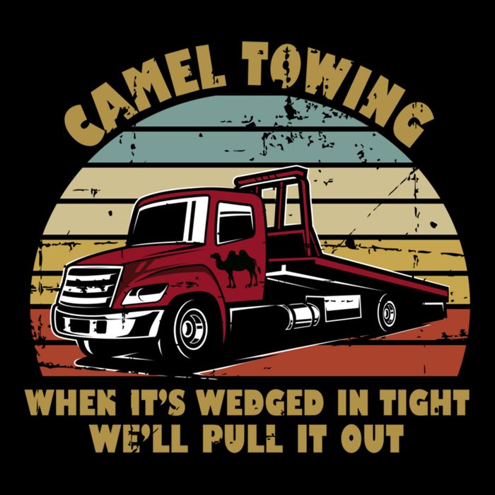 Camel Towing Retro Funny Adult Humor Cringey Dirty Joke Meaningful Gift Flexfit Unipanel Trucker Cap