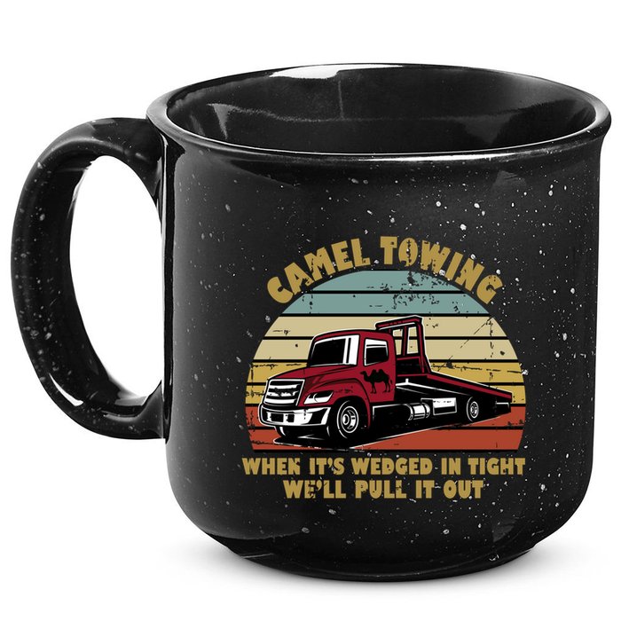Camel Towing Retro Funny Adult Humor Cringey Dirty Joke Meaningful Gift 15oz Campfire Ceramic Mug