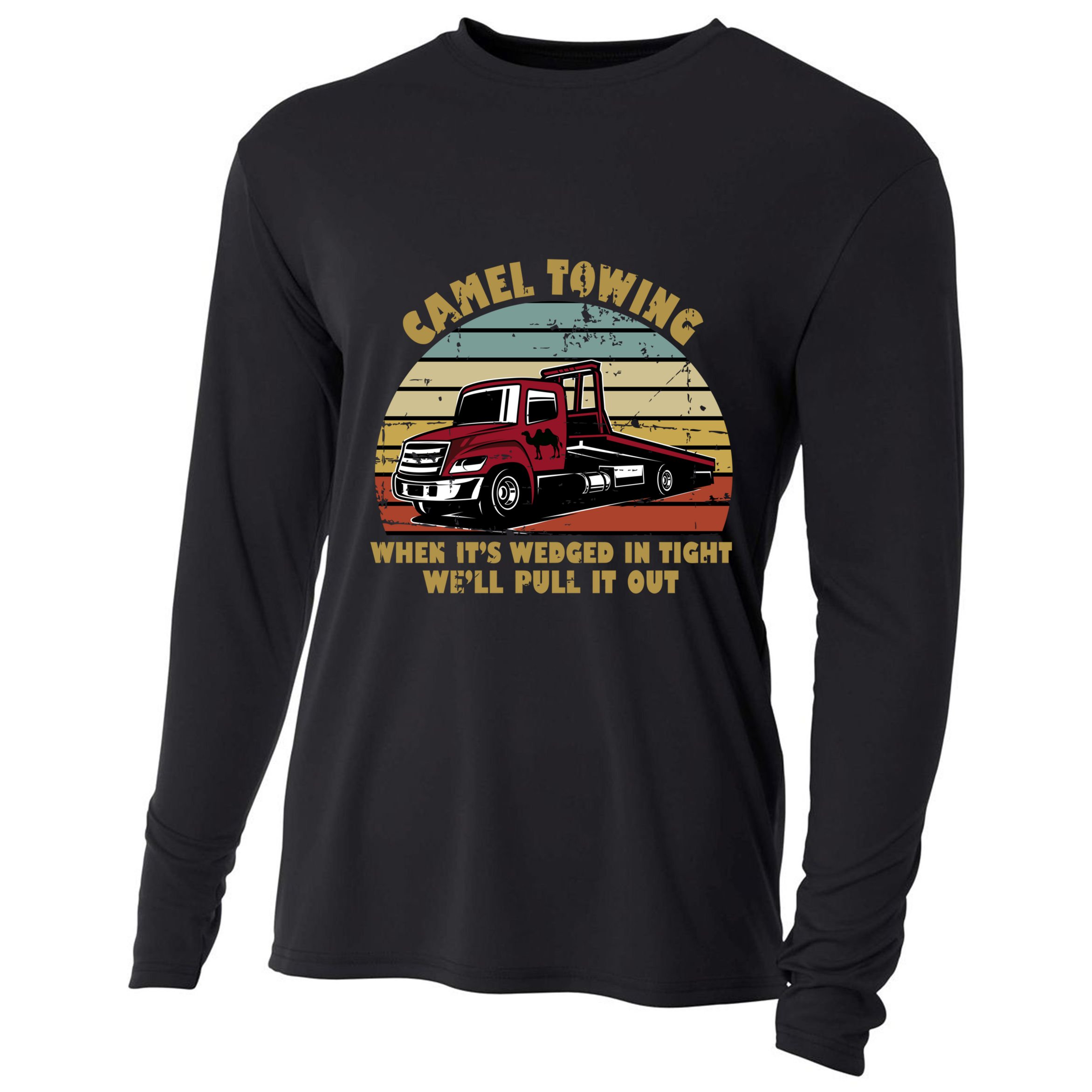 Camel Towing Retro Funny Adult Humor Cringey Dirty Joke Meaningful Gift Cooling Performance Long Sleeve Crew