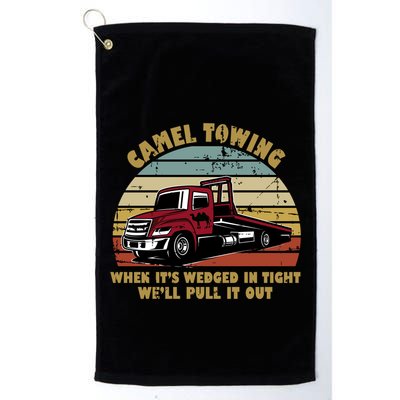 Camel Towing Retro Funny Adult Humor Cringey Dirty Joke Meaningful Gift Golf Towel