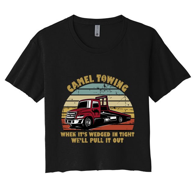 Camel Towing Retro Funny Adult Humor Cringey Dirty Joke Meaningful Gift Crop Top