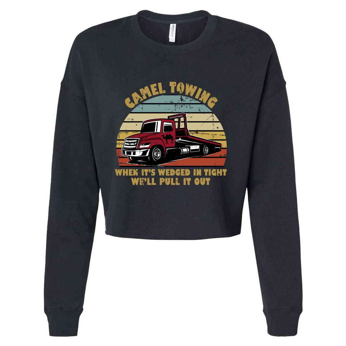 Camel Towing Retro Funny Adult Humor Cringey Dirty Joke Meaningful Gift Cropped Pullover Crew