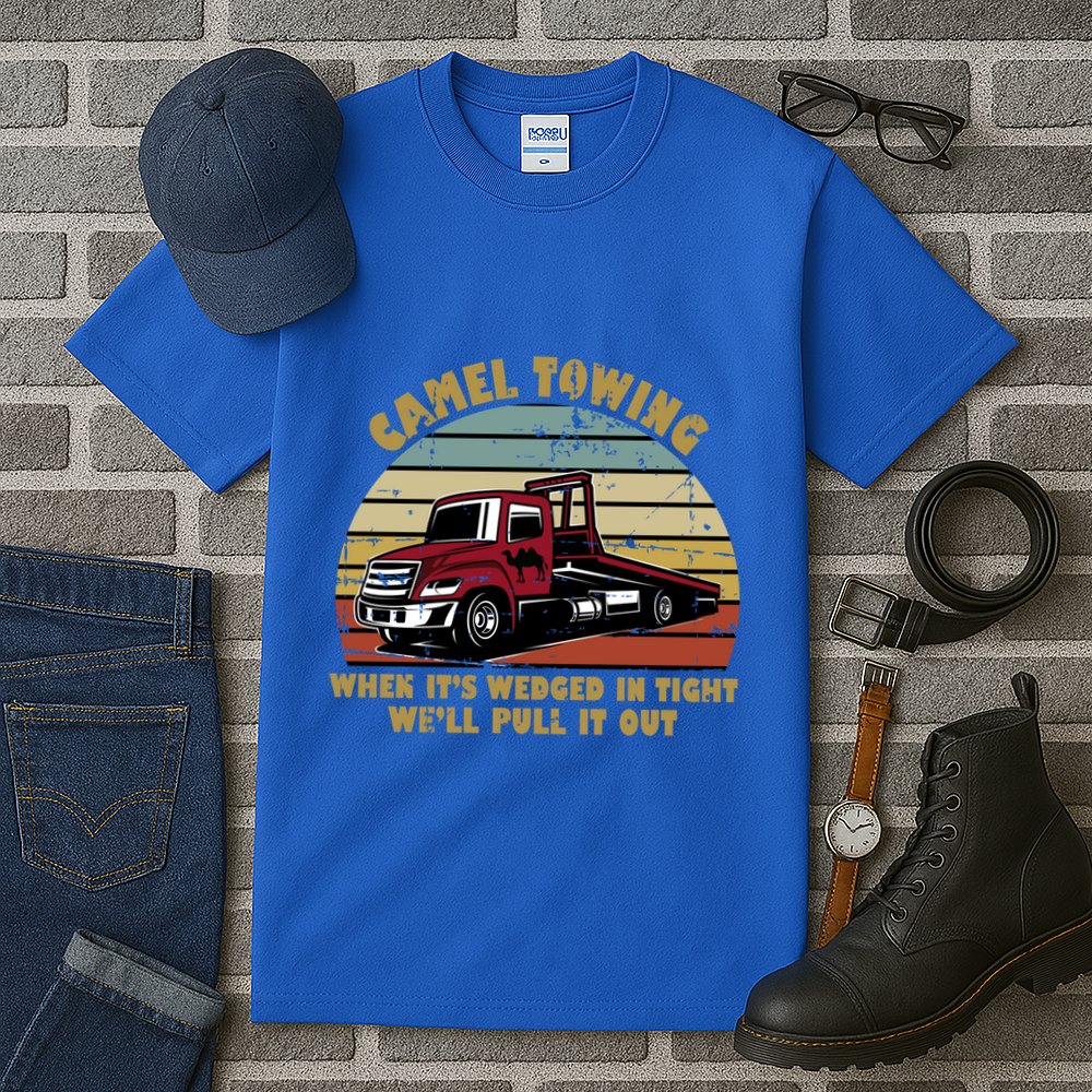 Camel Towing Retro Funny Adult Humor Cringey Dirty Joke Meaningful Gift Tall T-Shirt