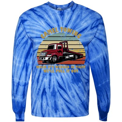 Camel Towing Retro Funny Adult Humor Cringey Dirty Joke Meaningful Gift Tie-Dye Long Sleeve Shirt