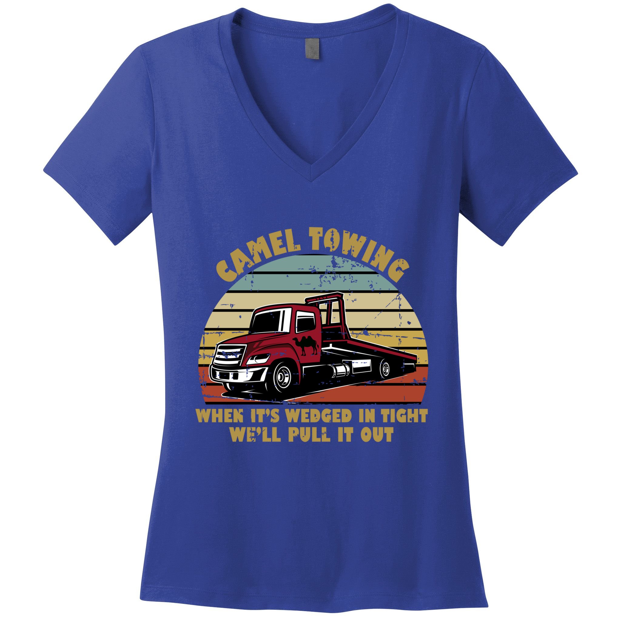 Camel Towing Retro Funny Adult Humor Cringey Dirty Joke Meaningful Gift Women's V-Neck T-Shirt