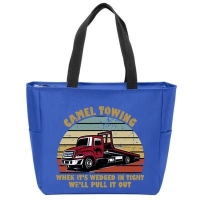 Camel Towing Retro Funny Adult Humor Cringey Dirty Joke Meaningful Gift Zip Tote Bag
