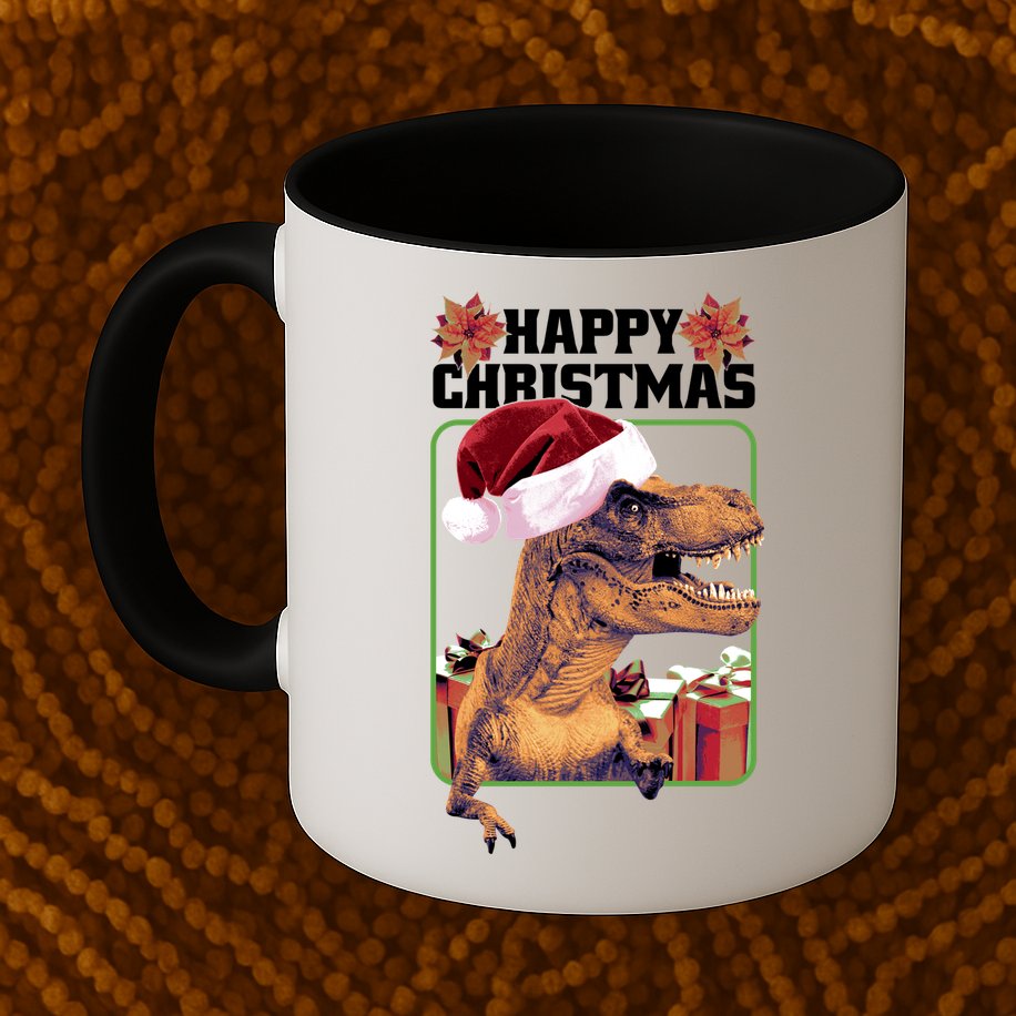 Cool T Rex Happy Christmas Mug