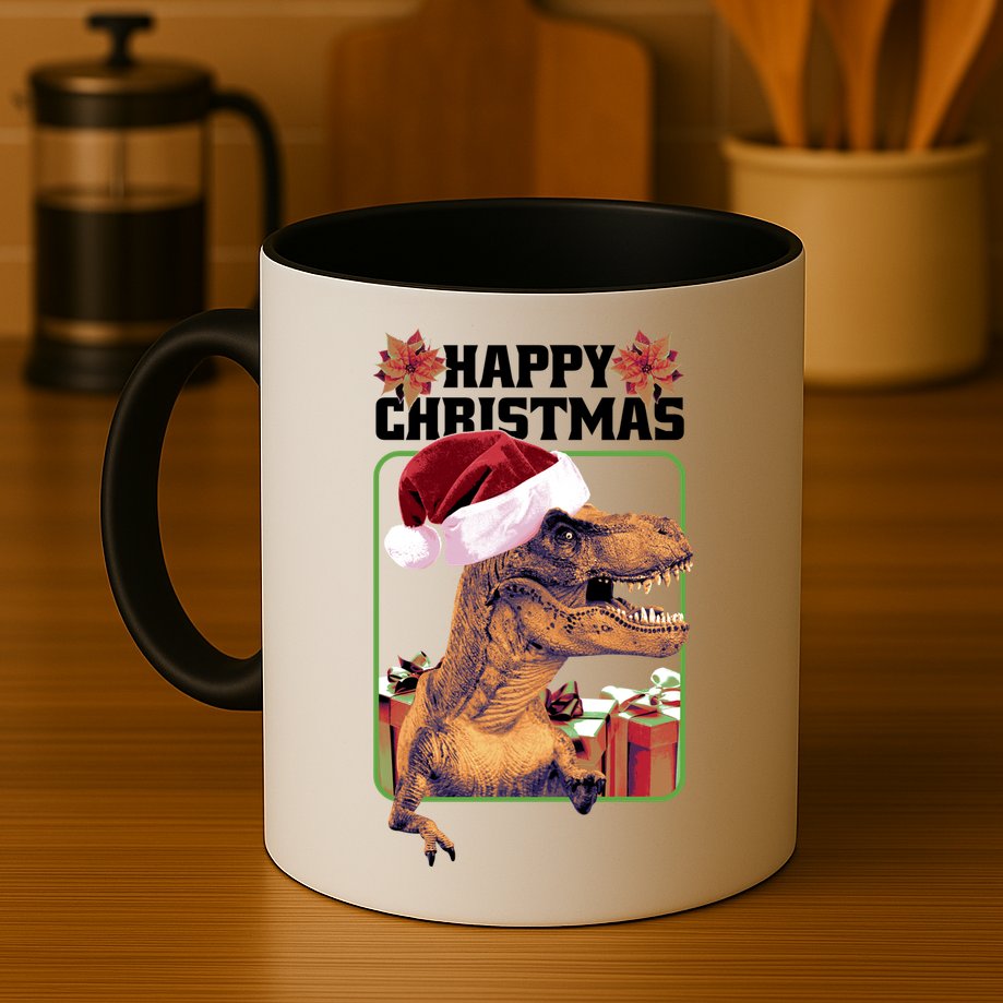 Cool T Rex Happy Christmas Mug