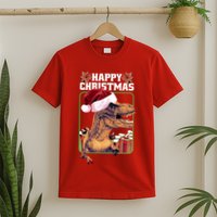Cool T Rex Happy Christmas T-Shirt