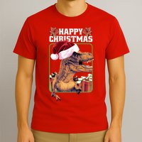 Cool T Rex Happy Christmas T-Shirt