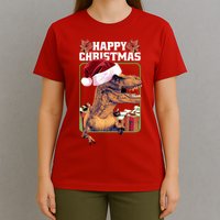 Cool T Rex Happy Christmas T-Shirt