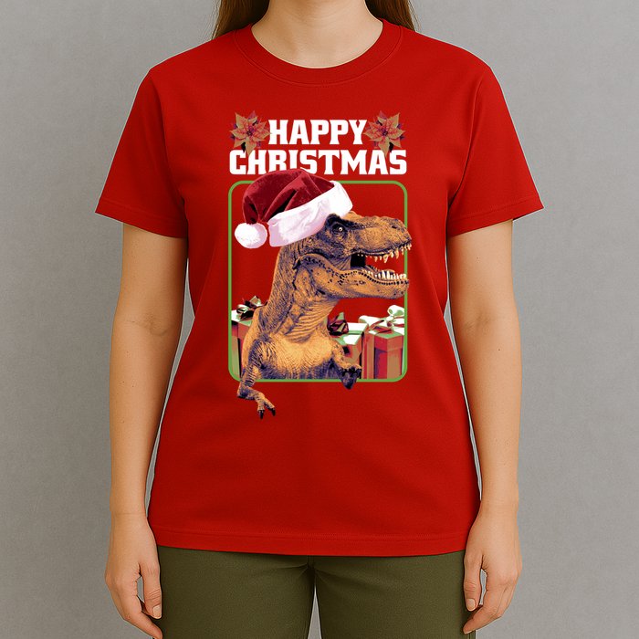 Cool T Rex Happy Christmas T-Shirt
