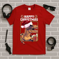 Cool T Rex Happy Christmas T-Shirt