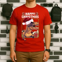 Cool T Rex Happy Christmas T-Shirt