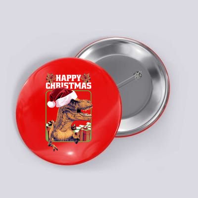 Cool T Rex Happy Christmas Button