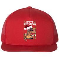 Cool T Rex Happy Christmas Flat Bill Trucker Hat