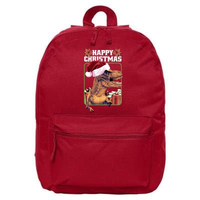 Cool T Rex Happy Christmas 16 in Basic Backpack