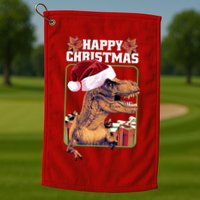 Cool T Rex Happy Christmas Golf Towel