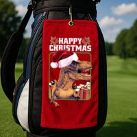 Cool T Rex Happy Christmas Golf Towel