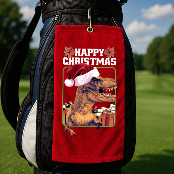 Cool T Rex Happy Christmas Golf Towel