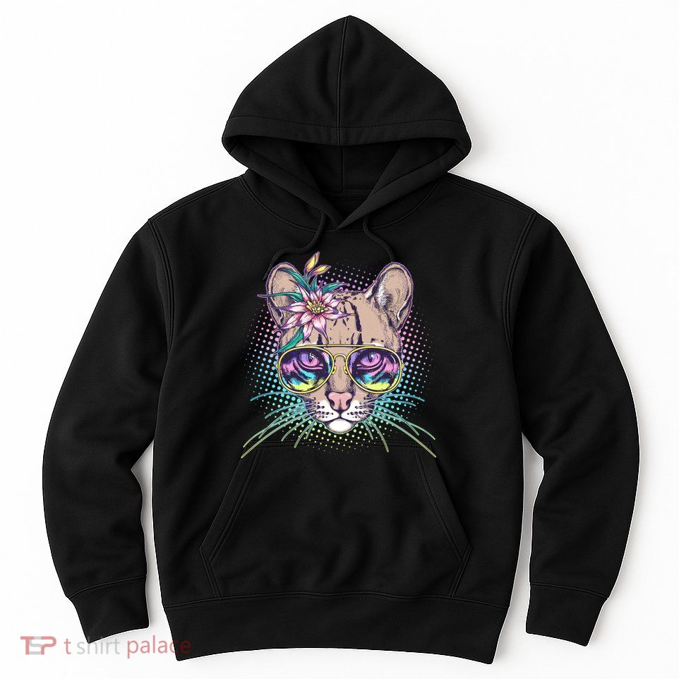 Cute Tropical Rainbow Ocelot Cat Hoodie
