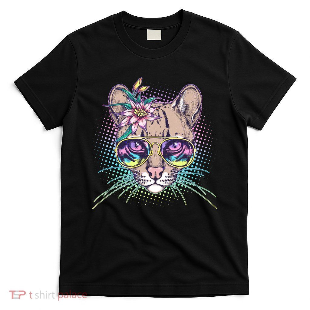 Cute Tropical Rainbow Ocelot Cat T-Shirt