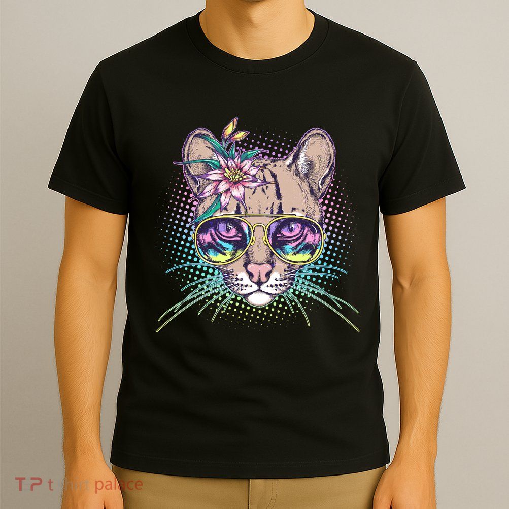 Cute Tropical Rainbow Ocelot Cat T-Shirt
