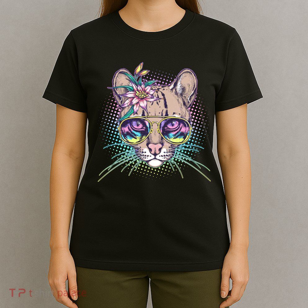 Cute Tropical Rainbow Ocelot Cat T-Shirt
