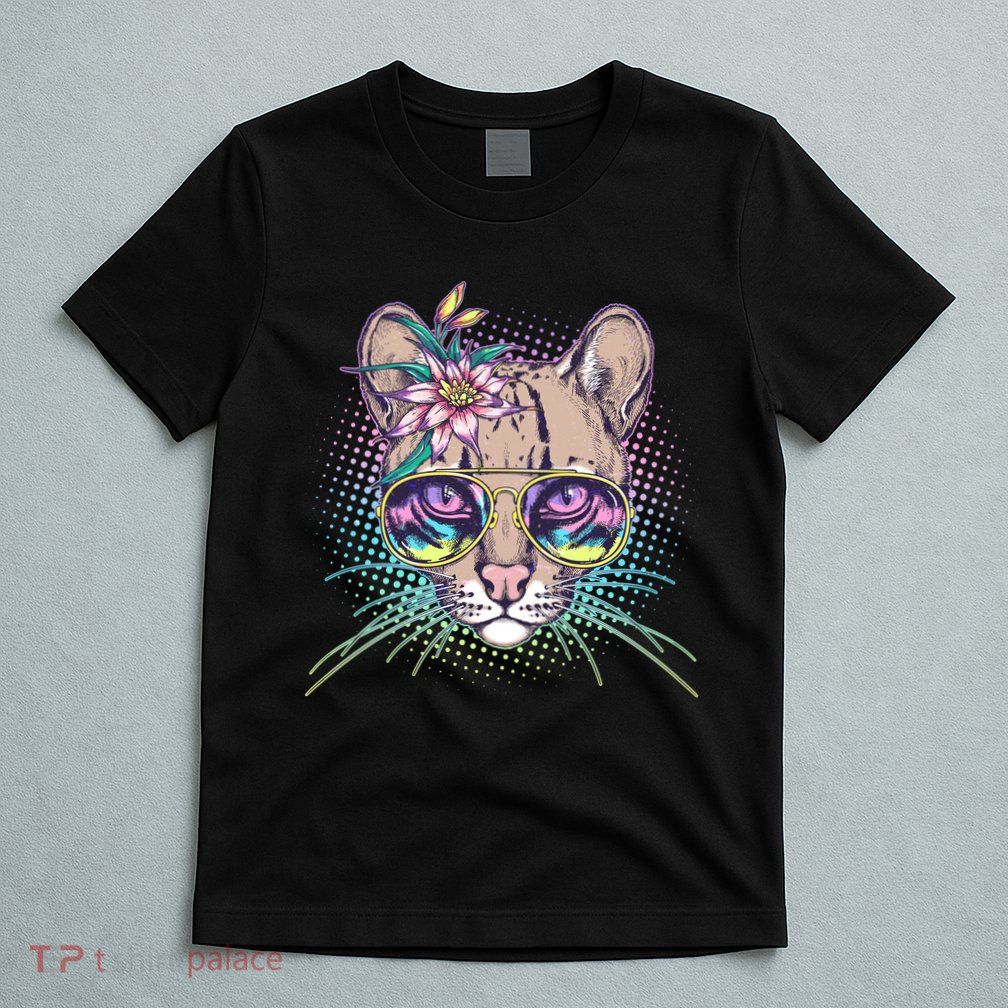 Cute Tropical Rainbow Ocelot Cat T-Shirt