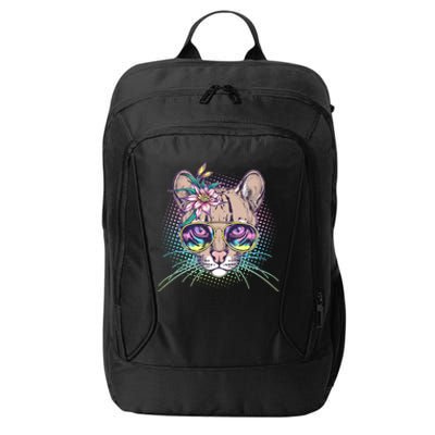 Cute Tropical Rainbow Ocelot Cat City Backpack